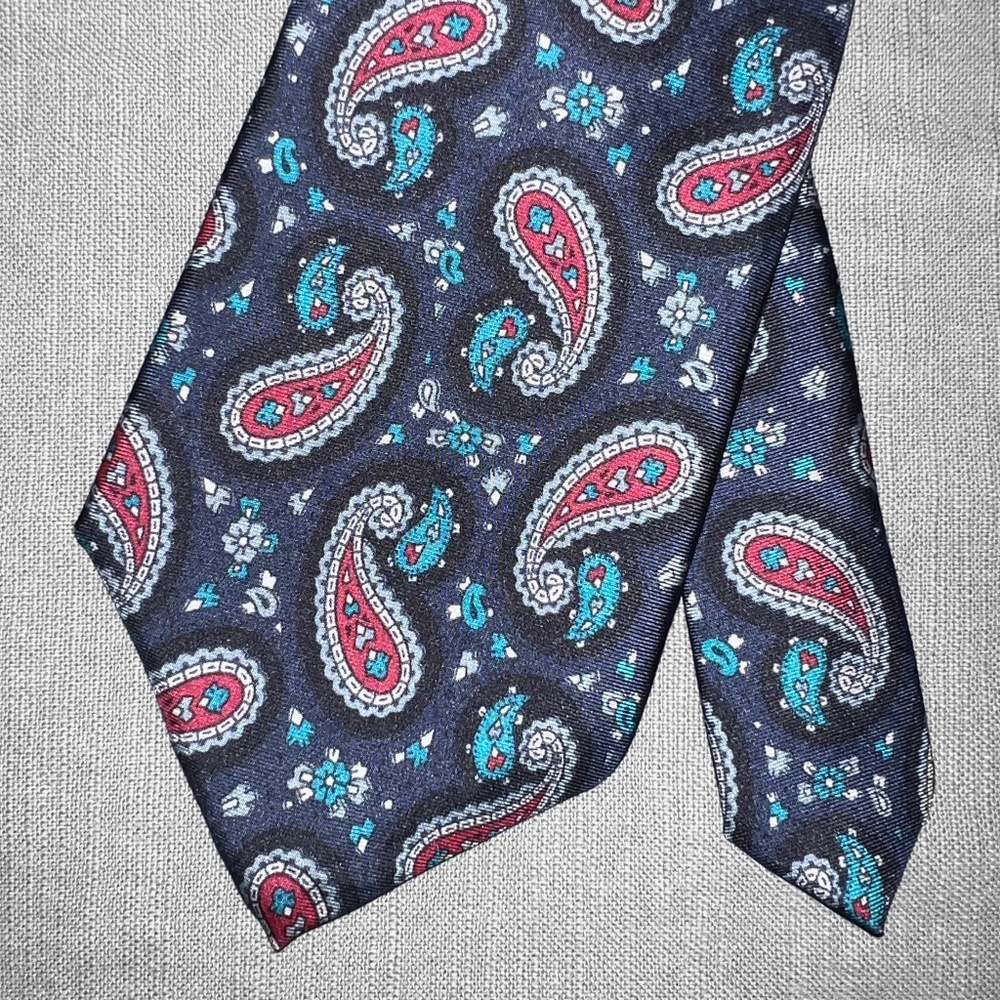 JG Hook Navy Paisley Tie
